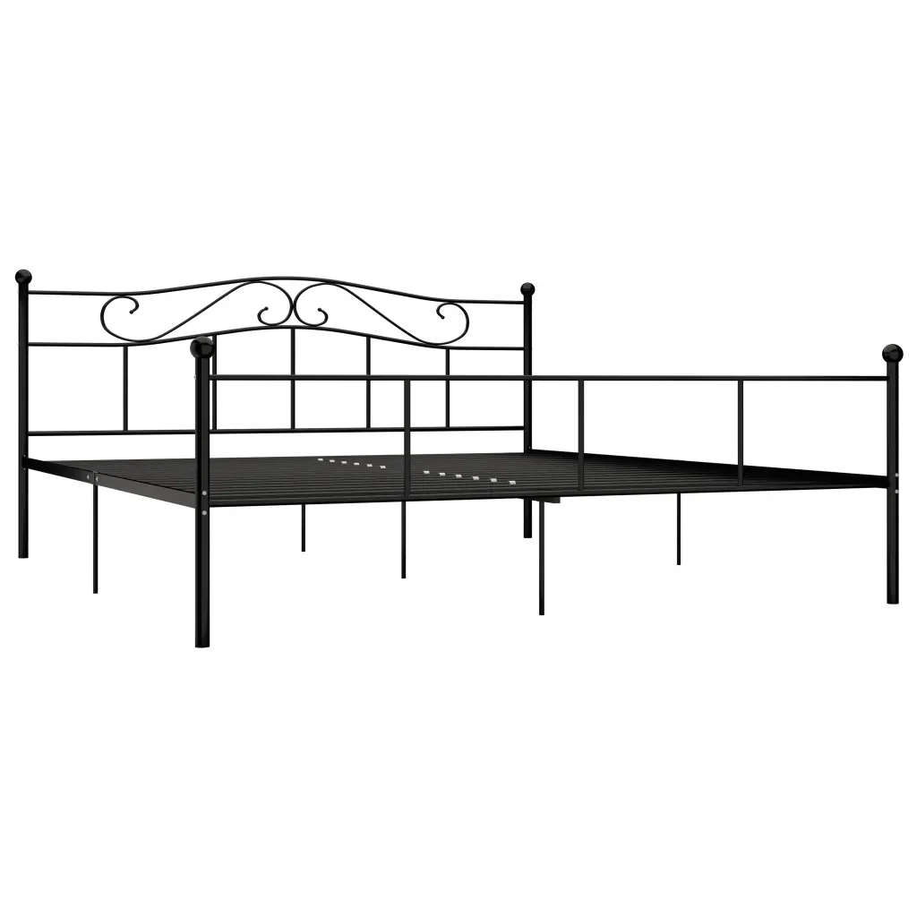 Letto matrimoniale | Letto per adulti | Giroletto Nero in Metallo 200x200 cm - Image 2