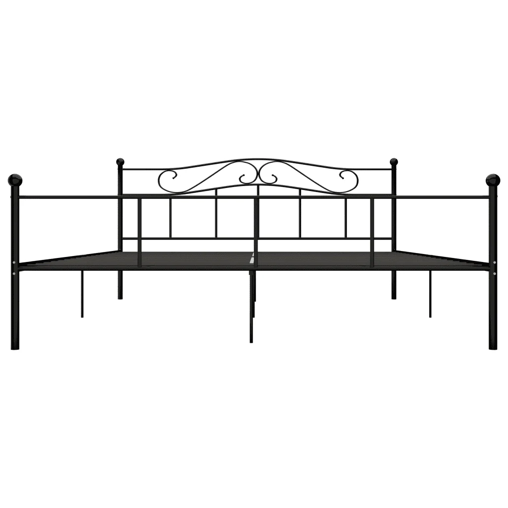 Letto matrimoniale | Letto per adulti | Giroletto Nero in Metallo 200x200 cm - Image 3