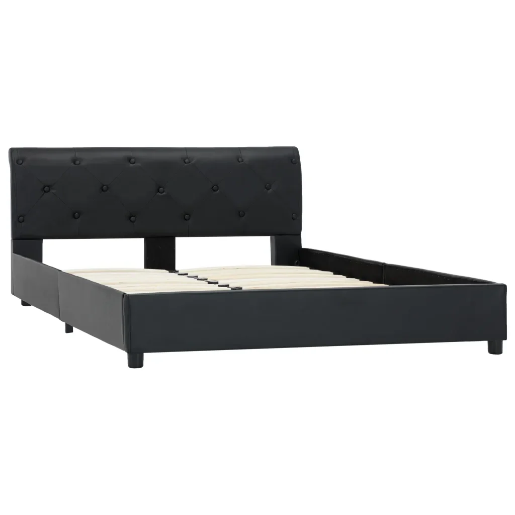 Letto matrimoniale | Letto per adulti | Giroletto Nero in Similpelle 120x200 cm - Image 3