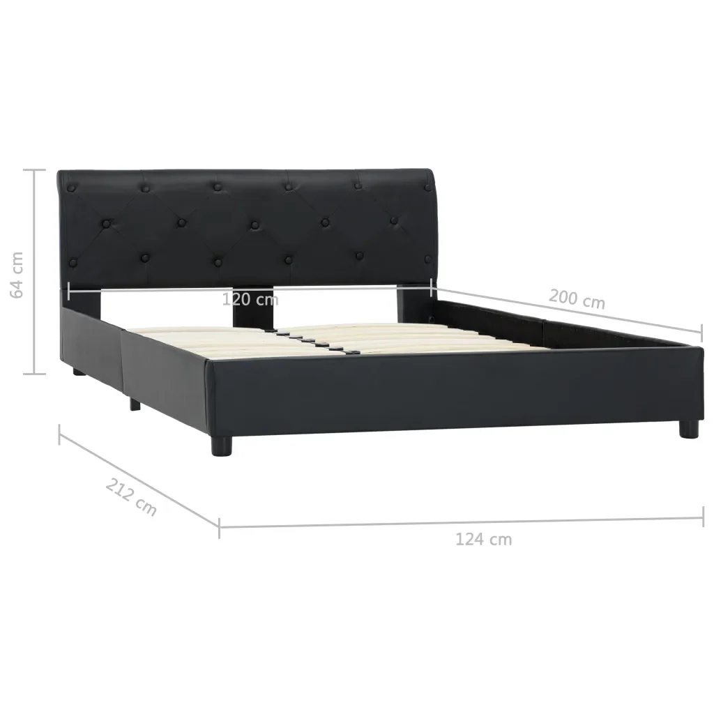 Letto matrimoniale | Letto per adulti | Giroletto Nero in Similpelle 120x200 cm - Image 8