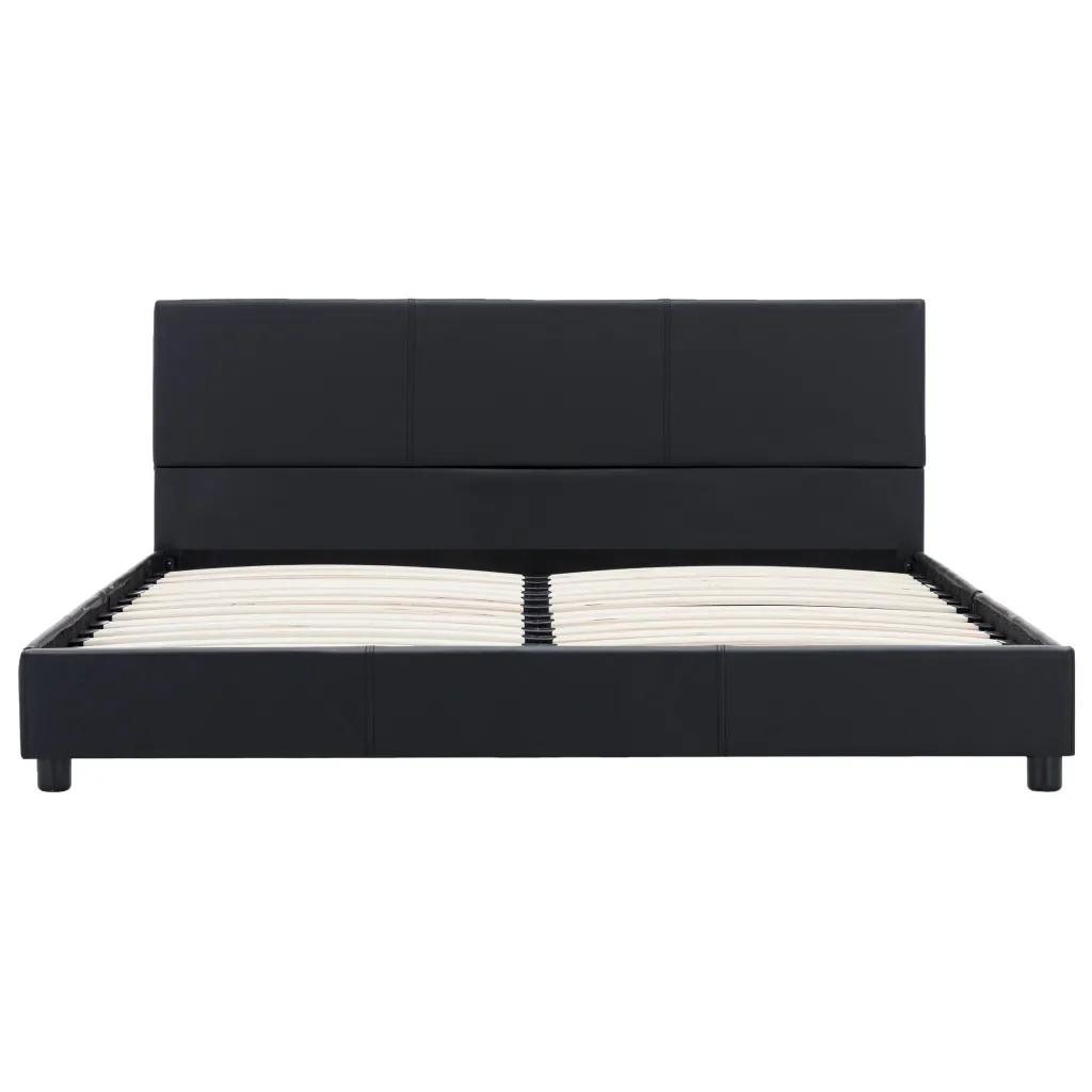 Letto matrimoniale | Letto per adulti | Giroletto Nero in Similpelle 120x200 cm - Image 4