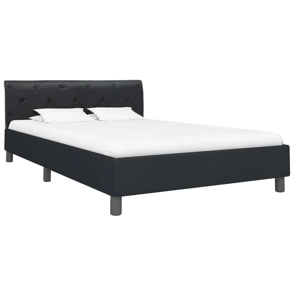 Letto matrimoniale | Letto per adulti | Giroletto Nero in Similpelle 140x200 cm - Image 2