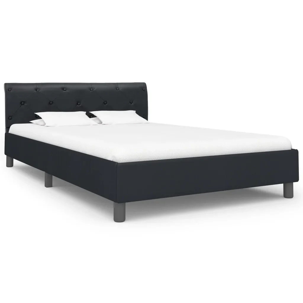 Letto matrimoniale | Letto per adulti | Giroletto Nero in Similpelle 140x200 cm - Image 3