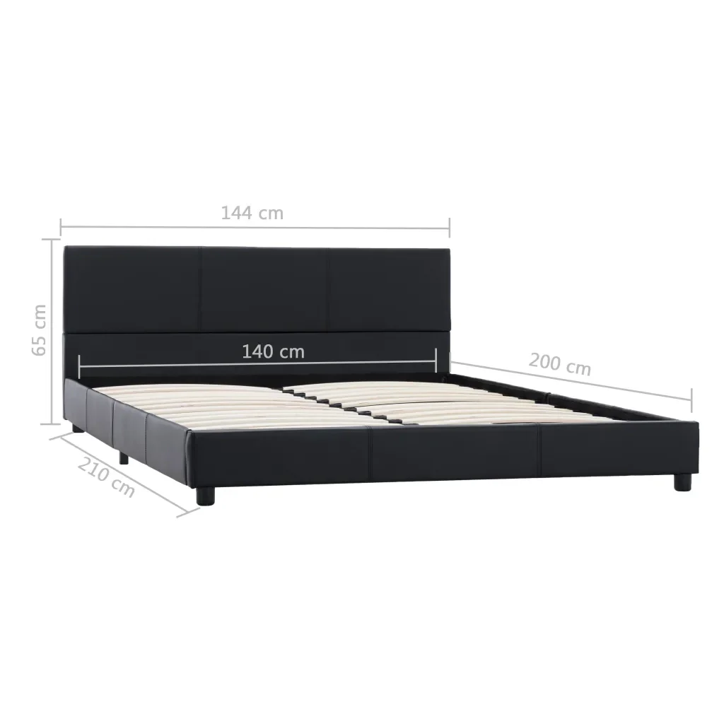 Letto matrimoniale | Letto per adulti | Giroletto Nero in Similpelle 140x200 cm - Image 7