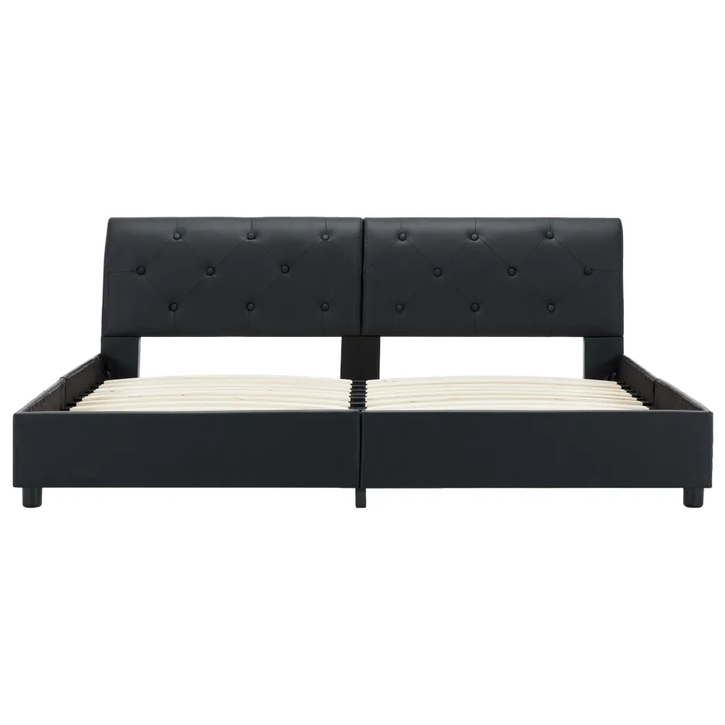 Letto matrimoniale | Letto per adulti | Giroletto Nero in Similpelle 160x200 cm - Image 5