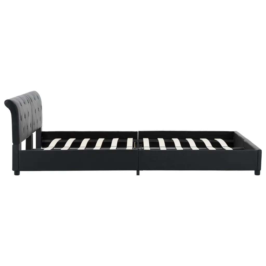 Letto matrimoniale | Letto per adulti | Giroletto Nero in Similpelle 160x200 cm - Image 6