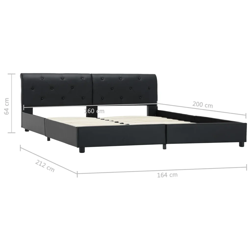 Letto matrimoniale | Letto per adulti | Giroletto Nero in Similpelle 160x200 cm - Image 9