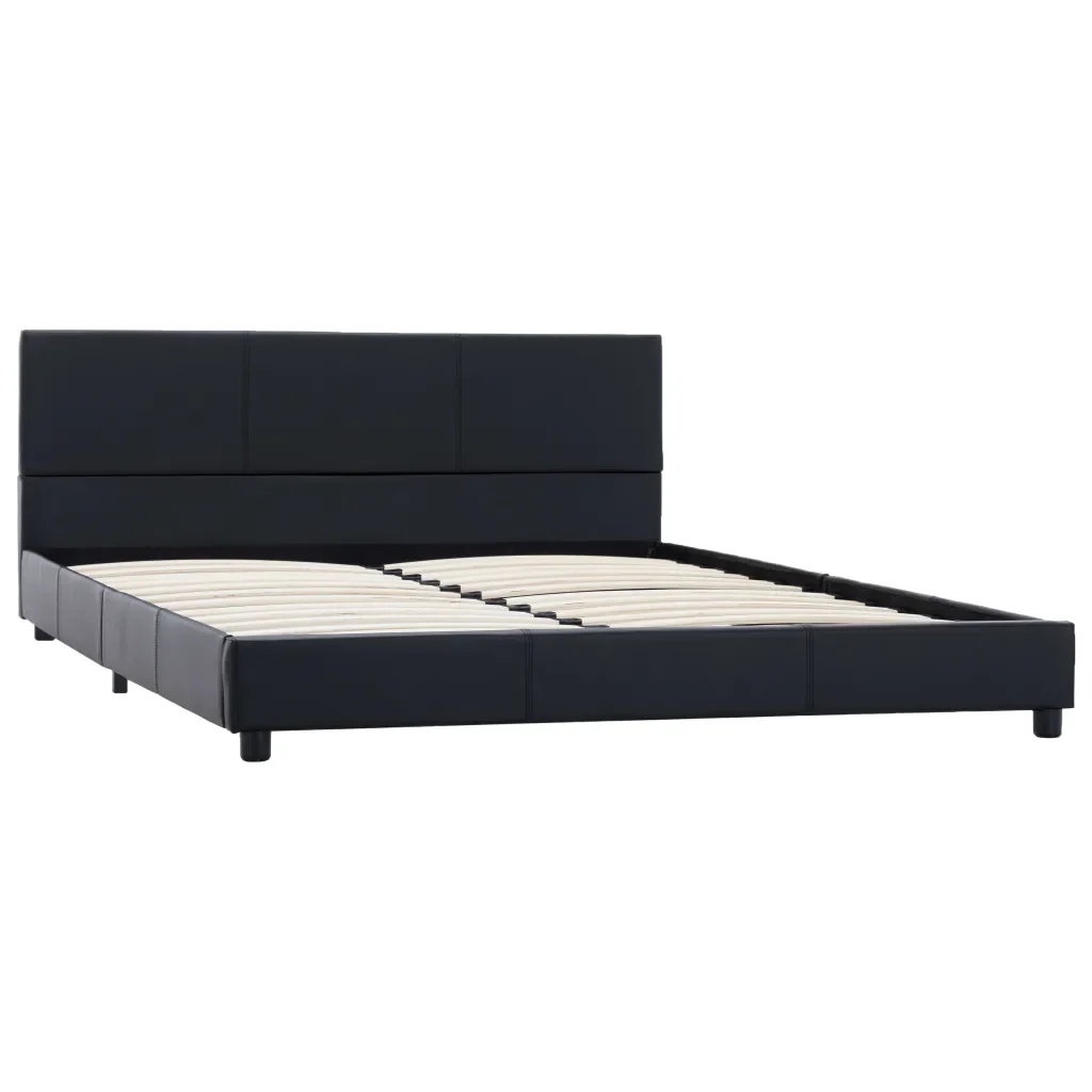 Letto matrimoniale | Letto per adulti | Giroletto Nero in Similpelle 160x200 cm