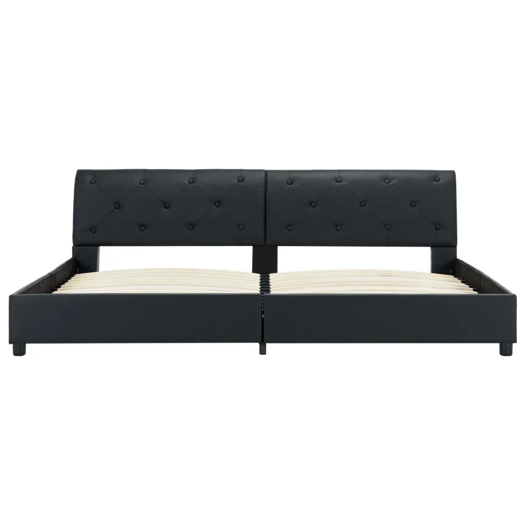 Letto matrimoniale | Letto per adulti | Giroletto Nero in Similpelle 180x200 cm - Image 5