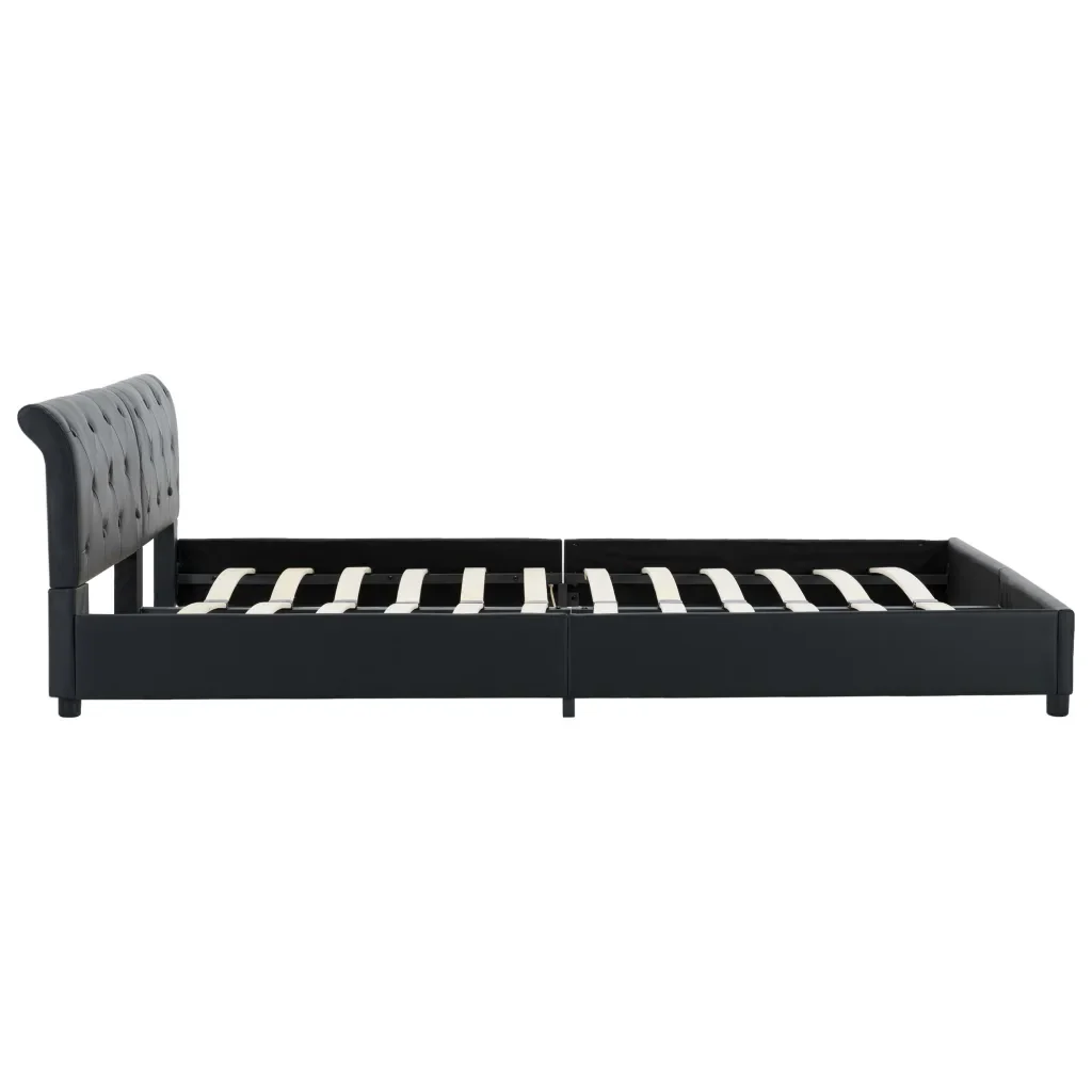 Letto matrimoniale | Letto per adulti | Giroletto Nero in Similpelle 180x200 cm - Image 6