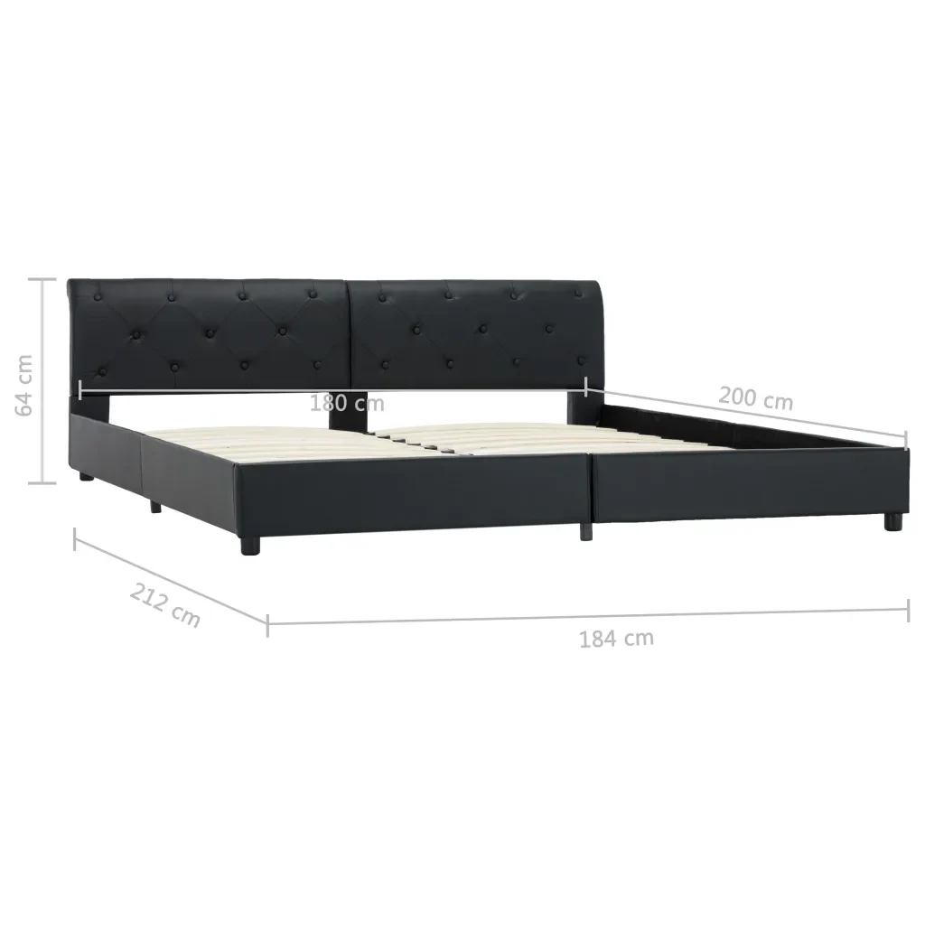 Letto matrimoniale | Letto per adulti | Giroletto Nero in Similpelle 180x200 cm - Image 9