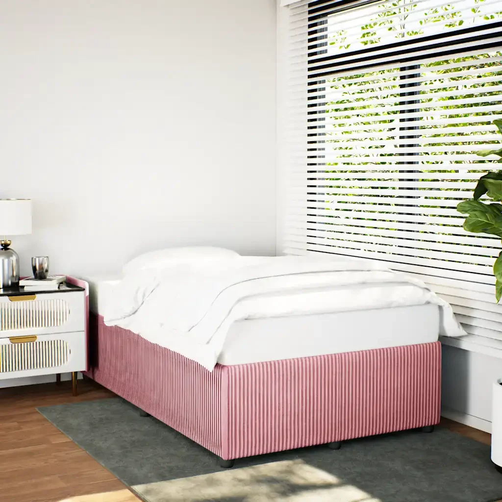 Letto matrimoniale | Letto per adulti | Giroletto Rosa 120x200 cm in Velluto - Image 2