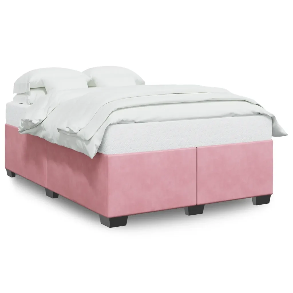 Letto matrimoniale | Letto per adulti | Giroletto Rosa 140x190 cm in Velluto