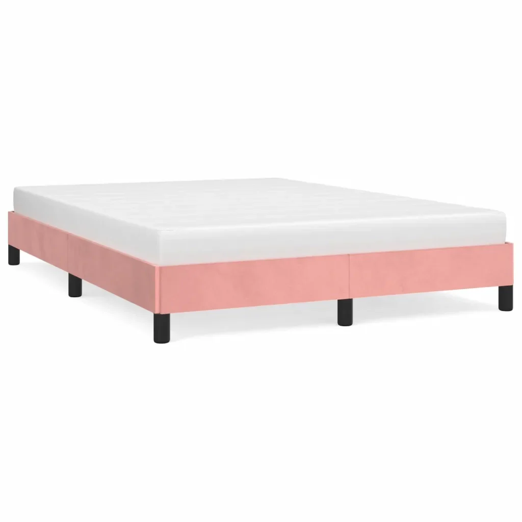Letto matrimoniale | Letto per adulti | Giroletto Rosa 140x190 cm in Velluto