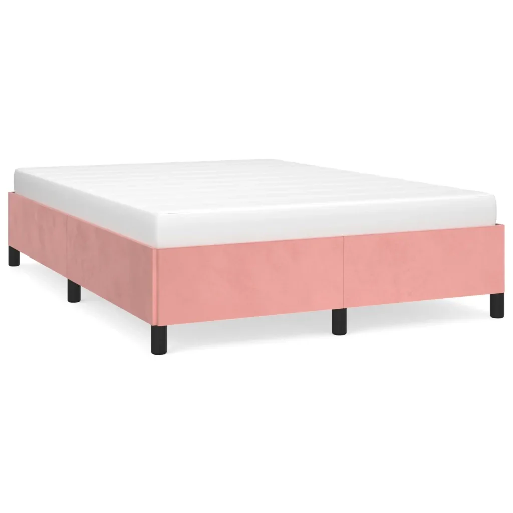 Letto matrimoniale | Letto per adulti | Giroletto Rosa 140x190 cm in Velluto