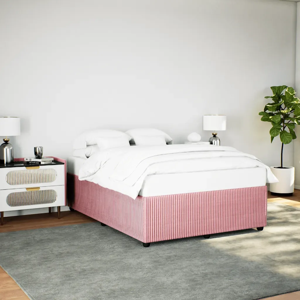 Letto matrimoniale | Letto per adulti | Giroletto Rosa 140x200 cm in Velluto - Image 2