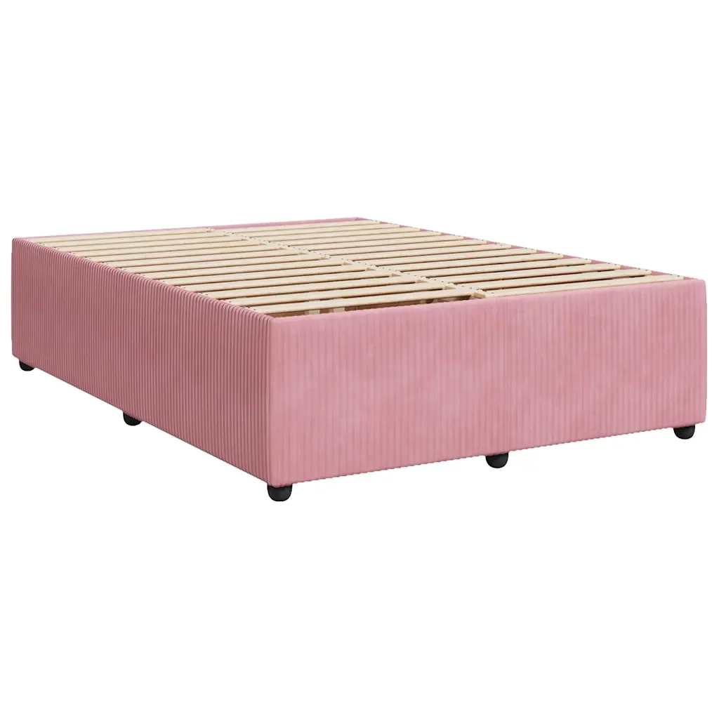 Letto matrimoniale | Letto per adulti | Giroletto Rosa 140x200 cm in Velluto - Image 3