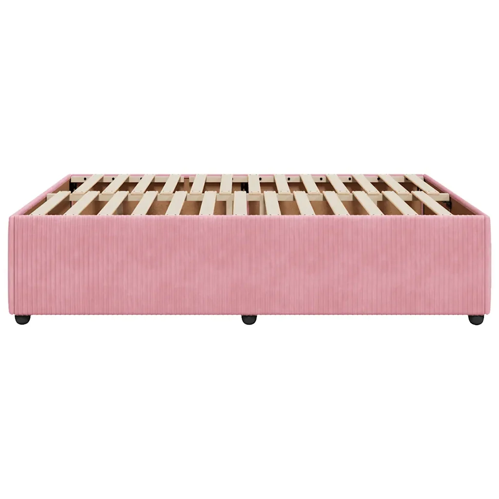 Letto matrimoniale | Letto per adulti | Giroletto Rosa 140x200 cm in Velluto - Image 5