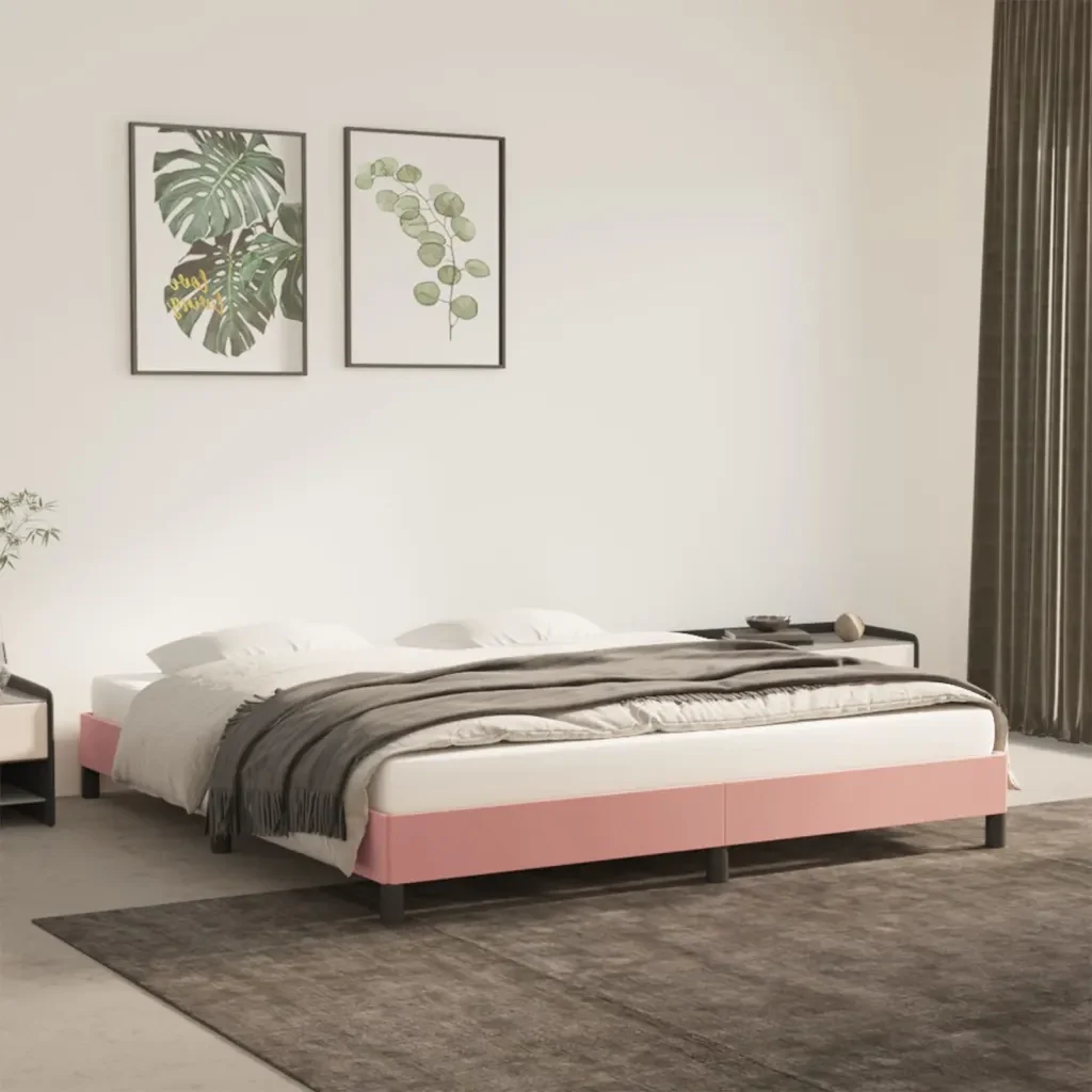 Letto matrimoniale | Letto per adulti | Giroletto Rosa 160x200 cm in Velluto - Image 2