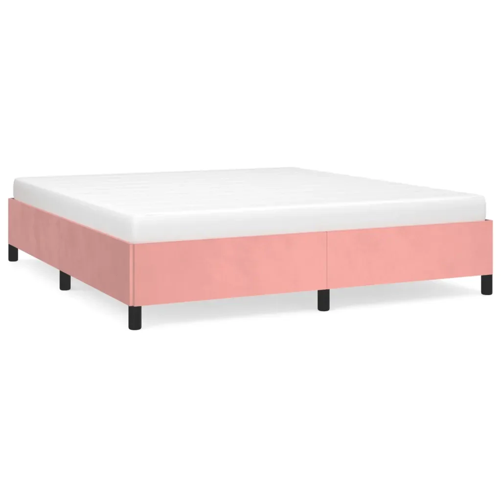 Letto matrimoniale | Letto per adulti | Giroletto Rosa 180x200 cm in Velluto