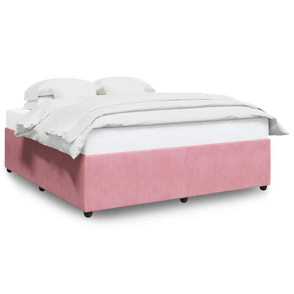 Letto matrimoniale | Letto per adulti | Giroletto Rosa 200x200 cm in Velluto