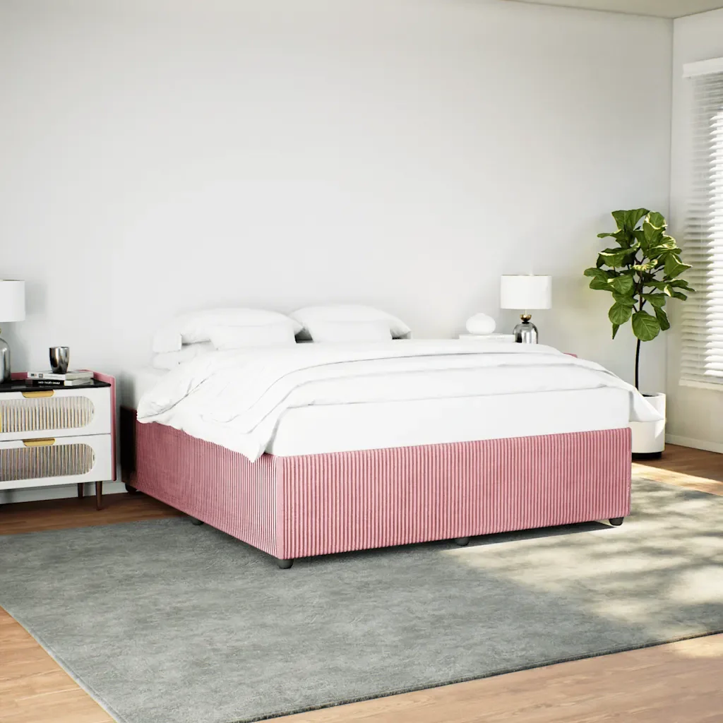 Letto matrimoniale | Letto per adulti | Giroletto Rosa 200x200 cm in Velluto - Image 2