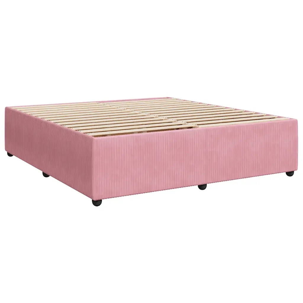 Letto matrimoniale | Letto per adulti | Giroletto Rosa 200x200 cm in Velluto - Image 4