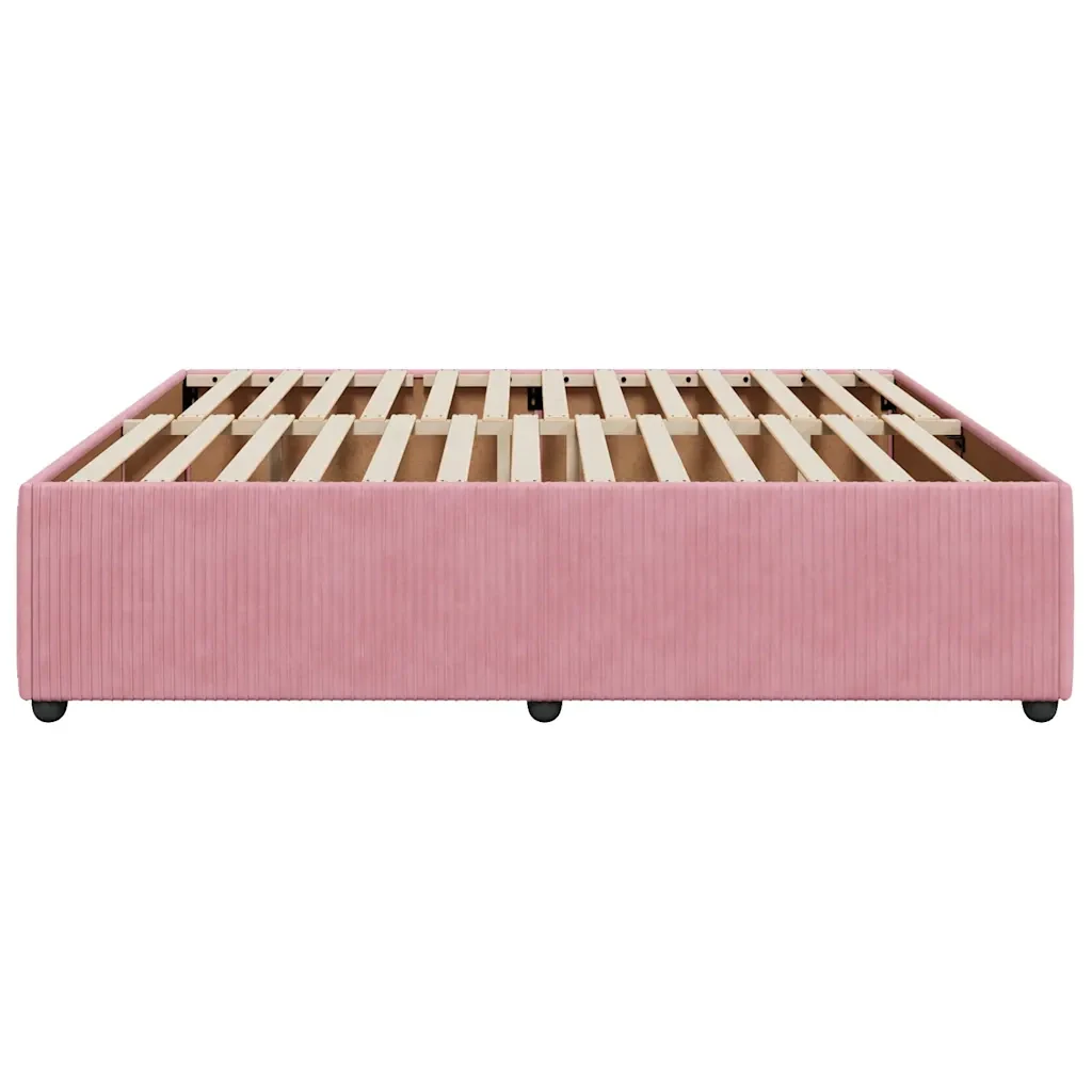Letto matrimoniale | Letto per adulti | Giroletto Rosa 200x200 cm in Velluto - Image 5