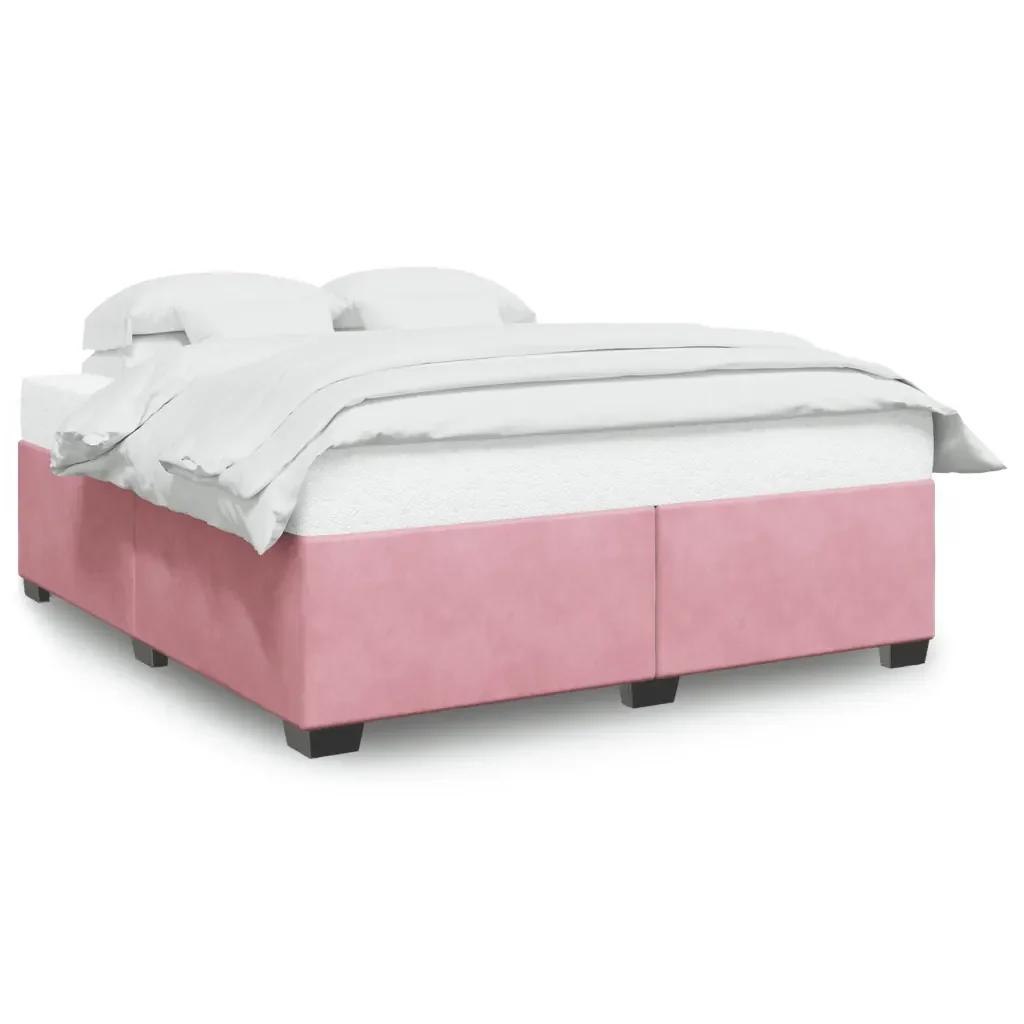 Letto matrimoniale | Letto per adulti | Giroletto Rosa 200x200 cm in Velluto