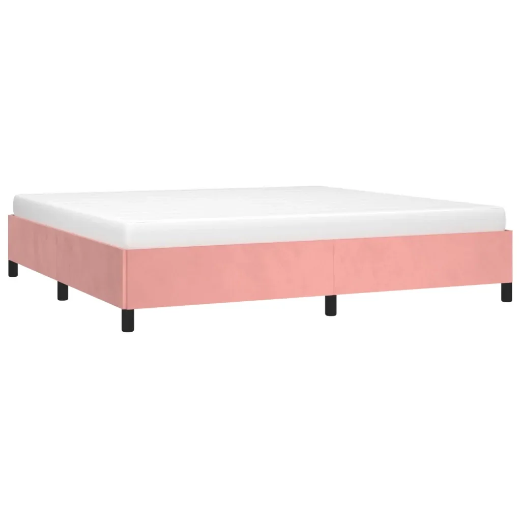 Letto matrimoniale | Letto per adulti | Giroletto Rosa 200x200 cm in Velluto - Image 3