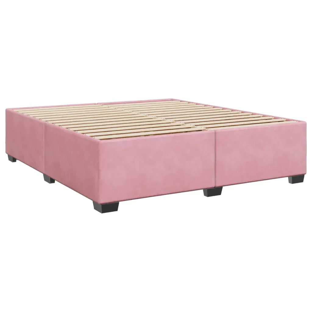 Letto matrimoniale | Letto per adulti | Giroletto Rosa 200x200 cm in Velluto - Image 3