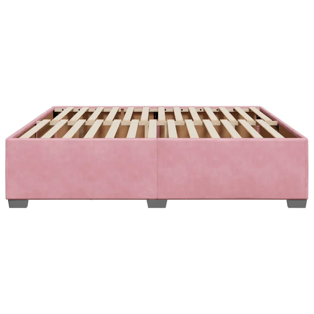 Letto matrimoniale | Letto per adulti | Giroletto Rosa 200x200 cm in Velluto - Image 5