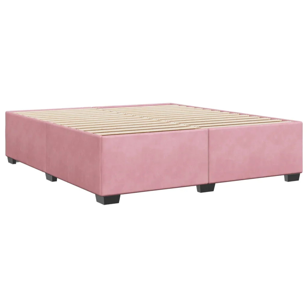 Letto matrimoniale | Letto per adulti | Giroletto Rosa 200x200 cm in Velluto - Image 6