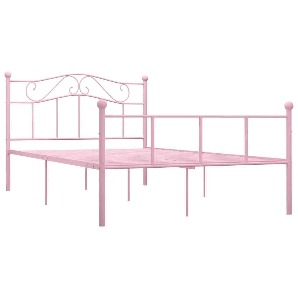 Letto matrimoniale | Letto per adulti | Giroletto Rosa in Metallo 140x200 cm - Image 2