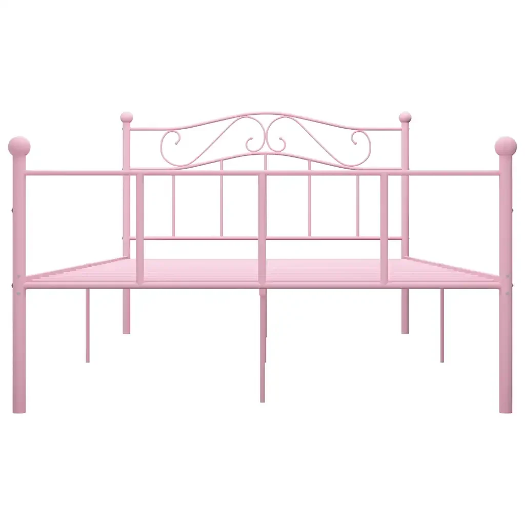Letto matrimoniale | Letto per adulti | Giroletto Rosa in Metallo 140x200 cm - Image 3