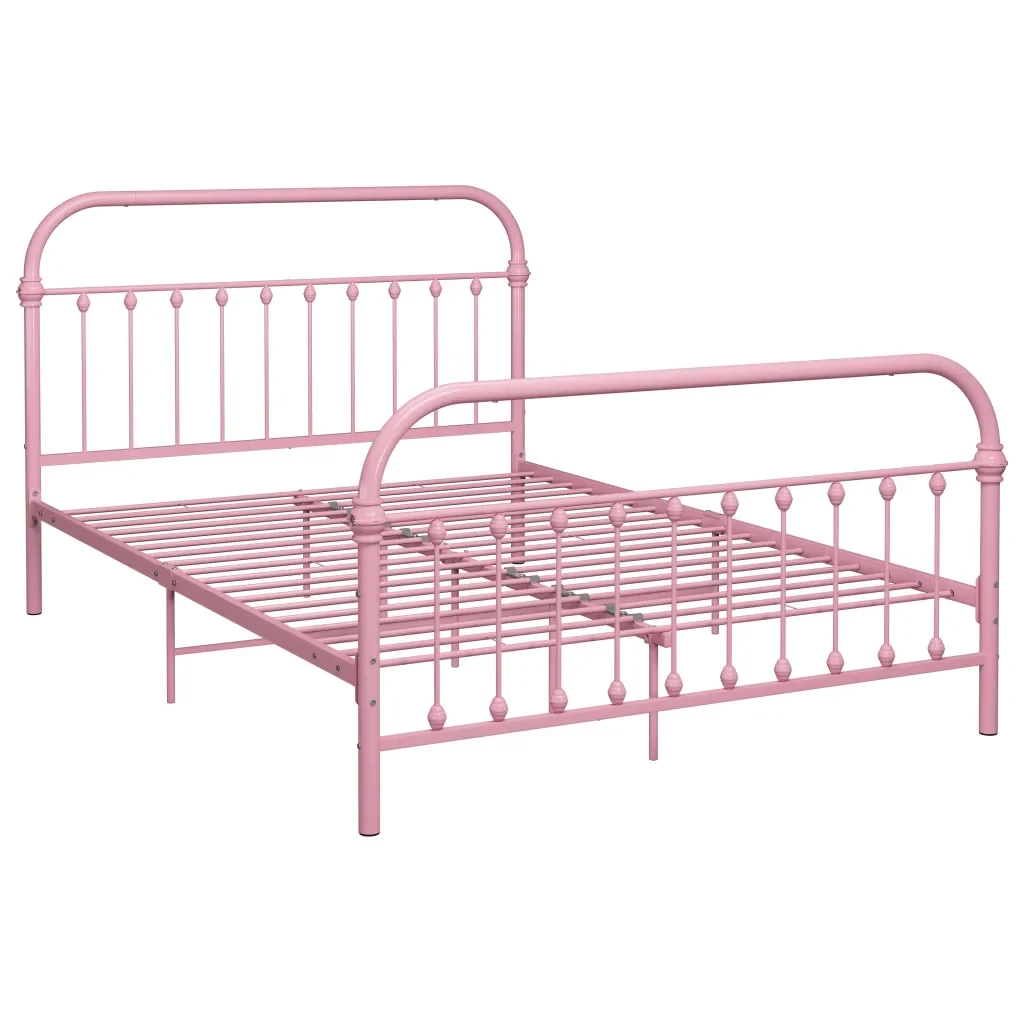 Letto matrimoniale | Letto per adulti | Giroletto Rosa in Metallo 140x200 cm - Image 2