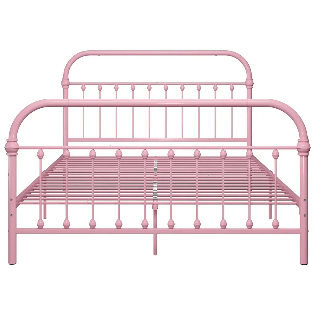 Letto matrimoniale | Letto per adulti | Giroletto Rosa in Metallo 140x200 cm - Image 4
