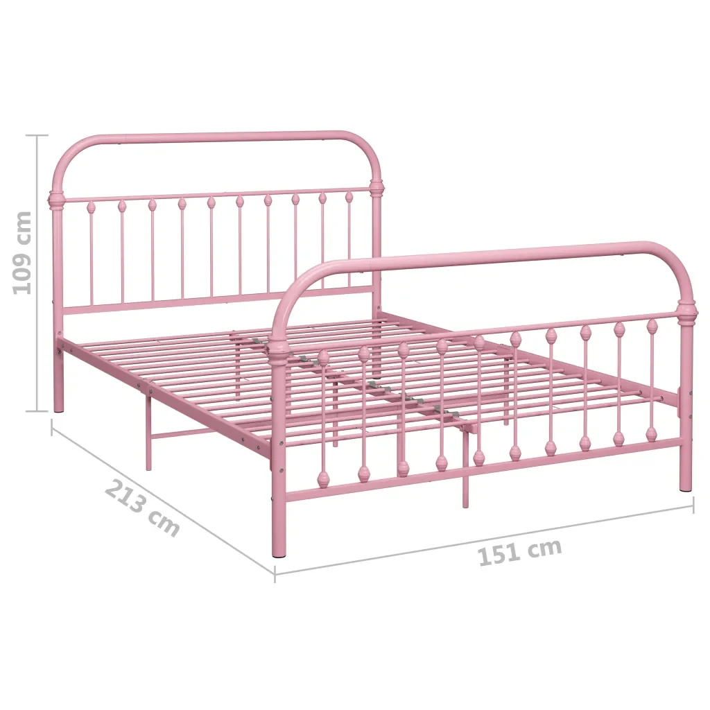 Letto matrimoniale | Letto per adulti | Giroletto Rosa in Metallo 140x200 cm - Image 6