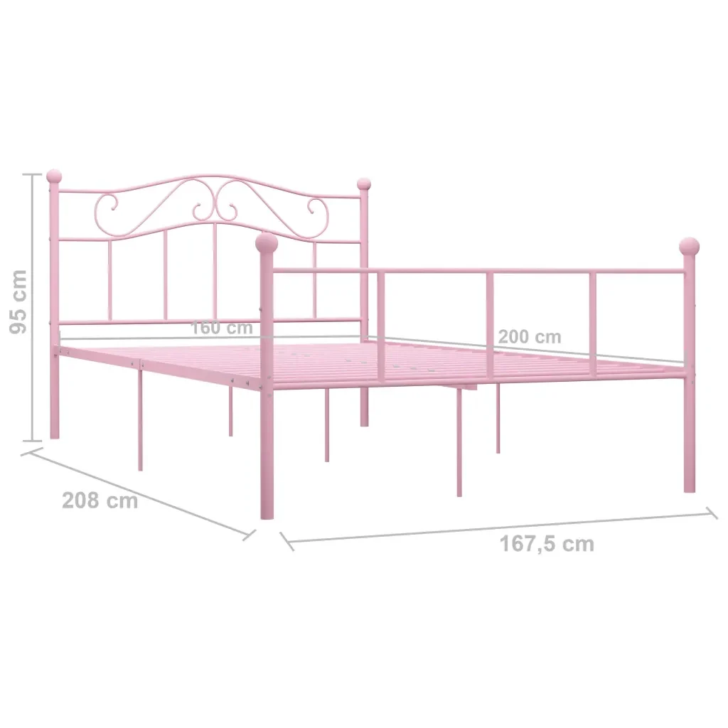 Letto matrimoniale | Letto per adulti | Giroletto Rosa in Metallo 160x200 cm - Image 6