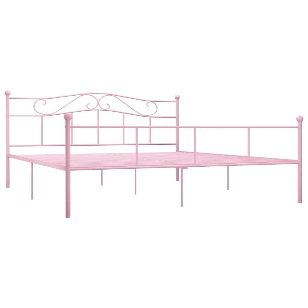 Letto matrimoniale | Letto per adulti | Giroletto Rosa in Metallo 180x200 cm - Image 2