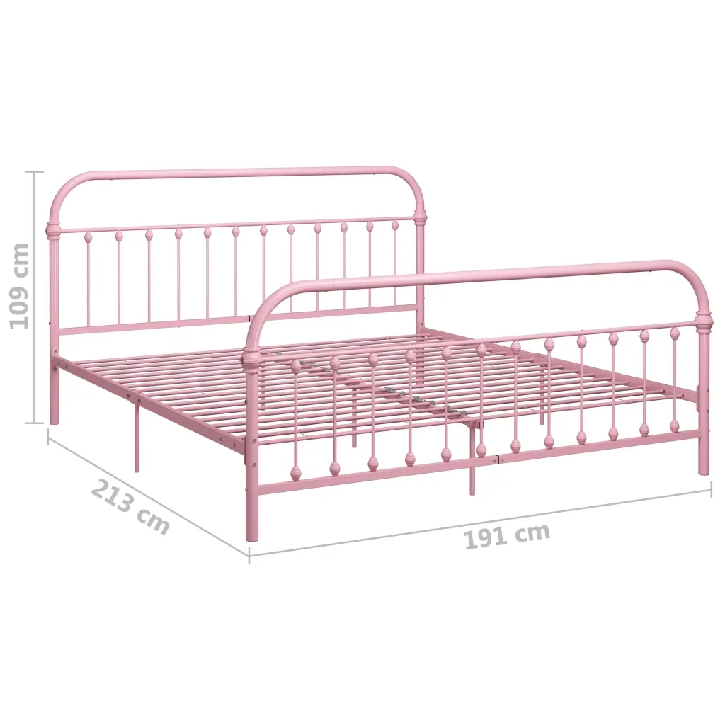 Letto matrimoniale | Letto per adulti | Giroletto Rosa in Metallo 180x200 cm - Image 6