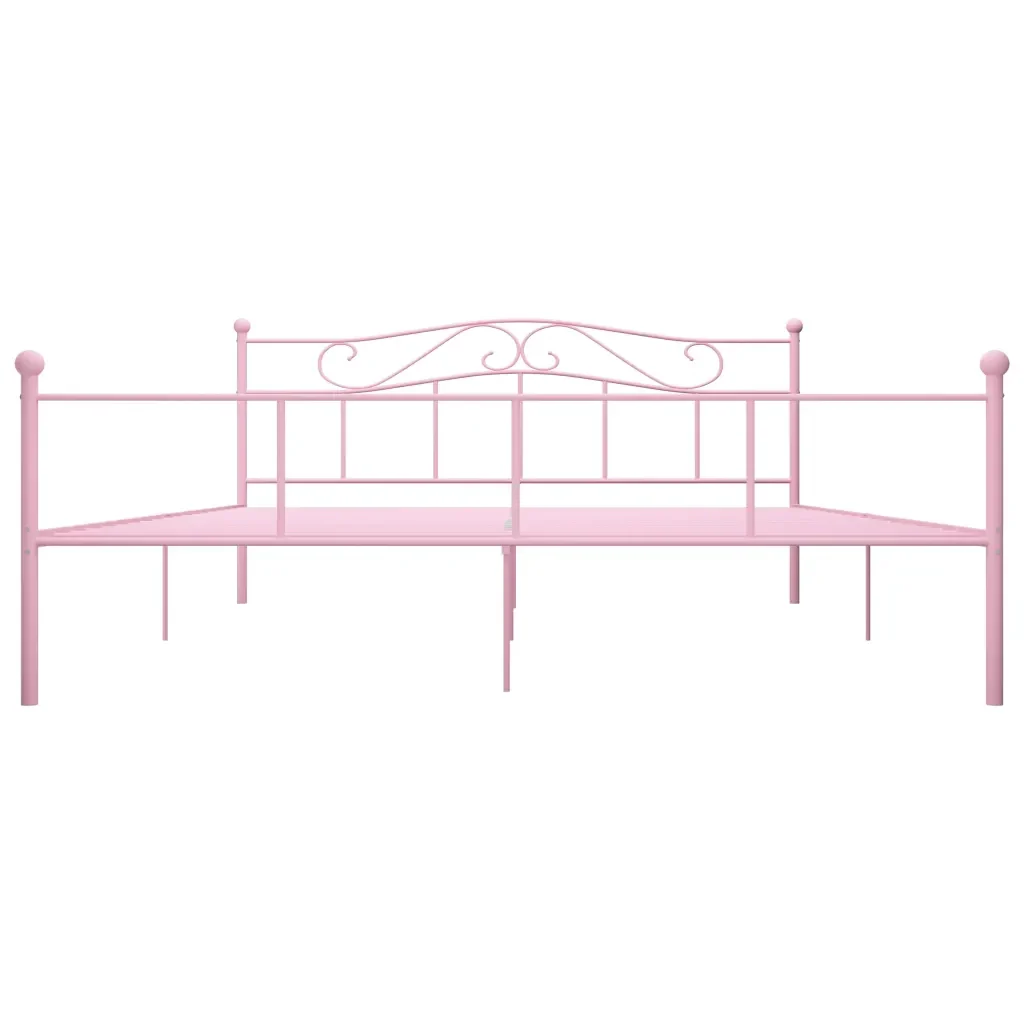 Letto matrimoniale | Letto per adulti | Giroletto Rosa in Metallo 200x200 cm - Image 3