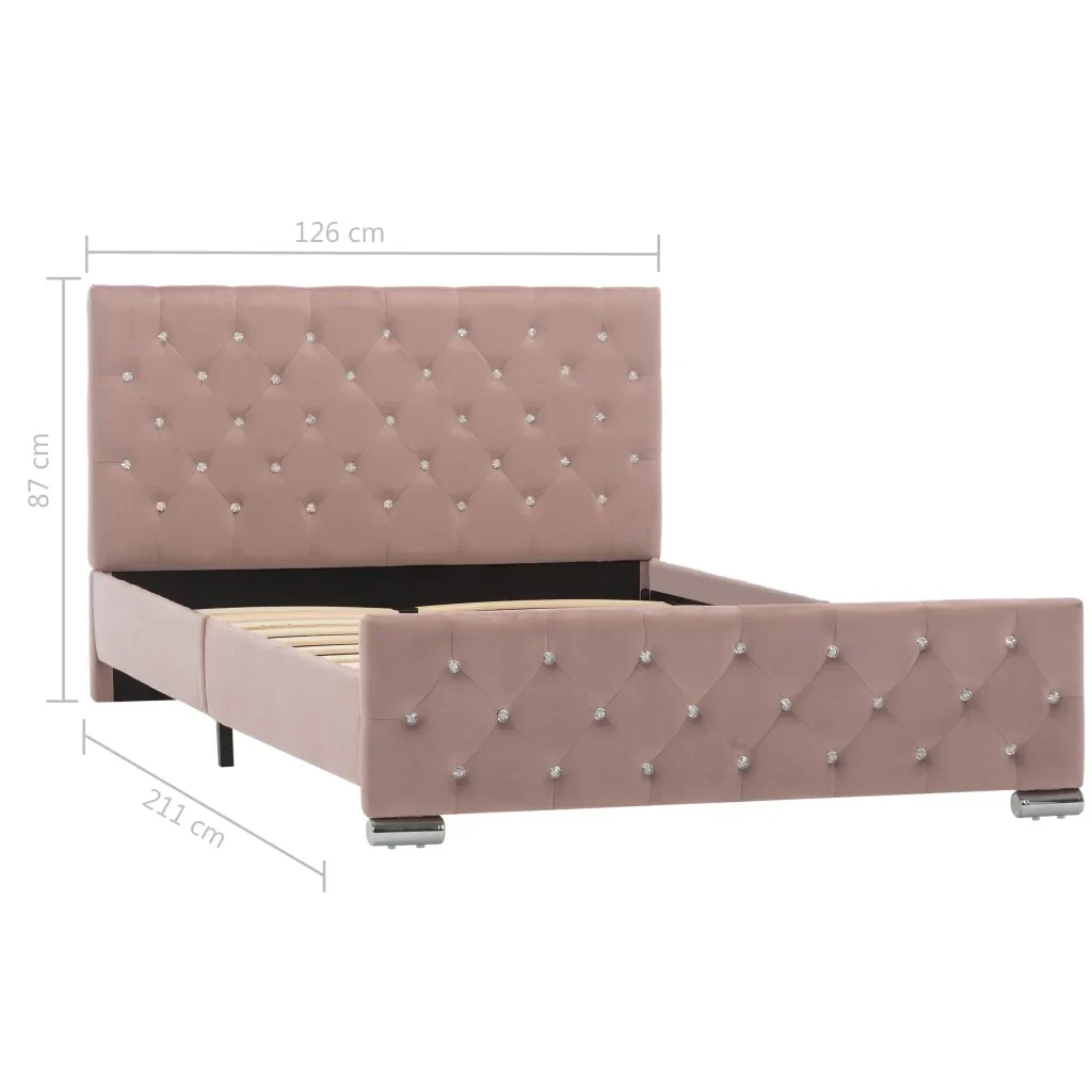Letto matrimoniale | Letto per adulti | Giroletto Rosa in Velluto 120x200 cm - Image 8