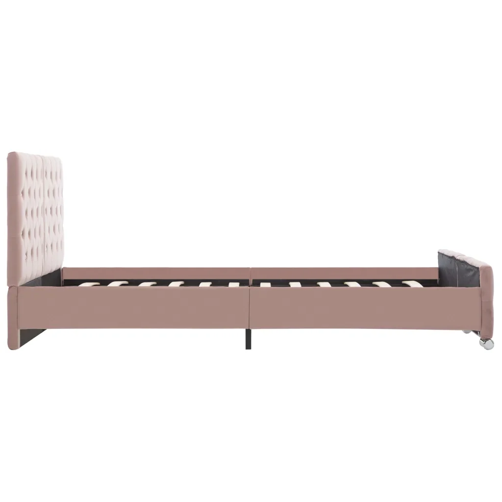 Letto matrimoniale | Letto per adulti | Giroletto Rosa in Velluto 140x200 cm - Image 5