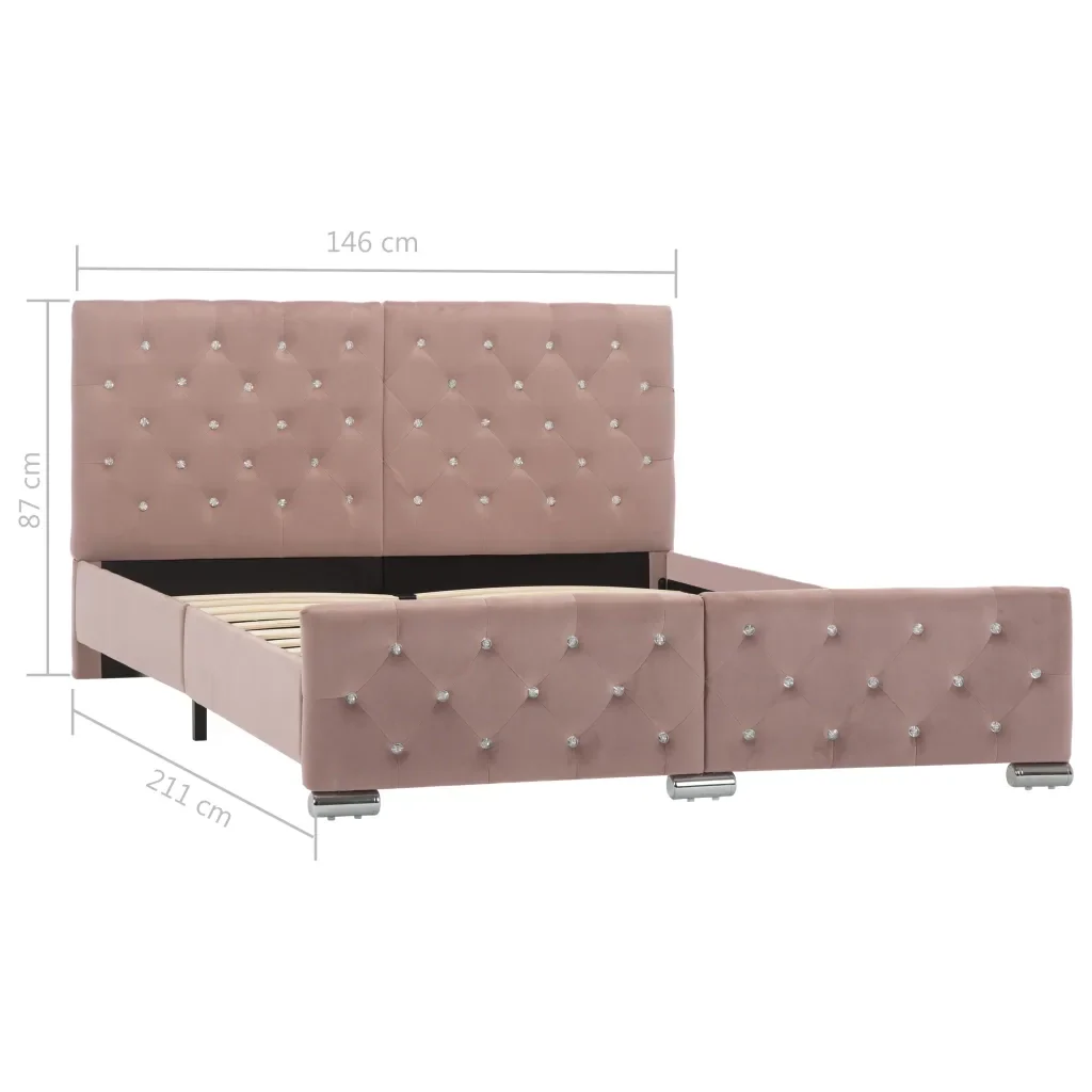 Letto matrimoniale | Letto per adulti | Giroletto Rosa in Velluto 140x200 cm - Image 8