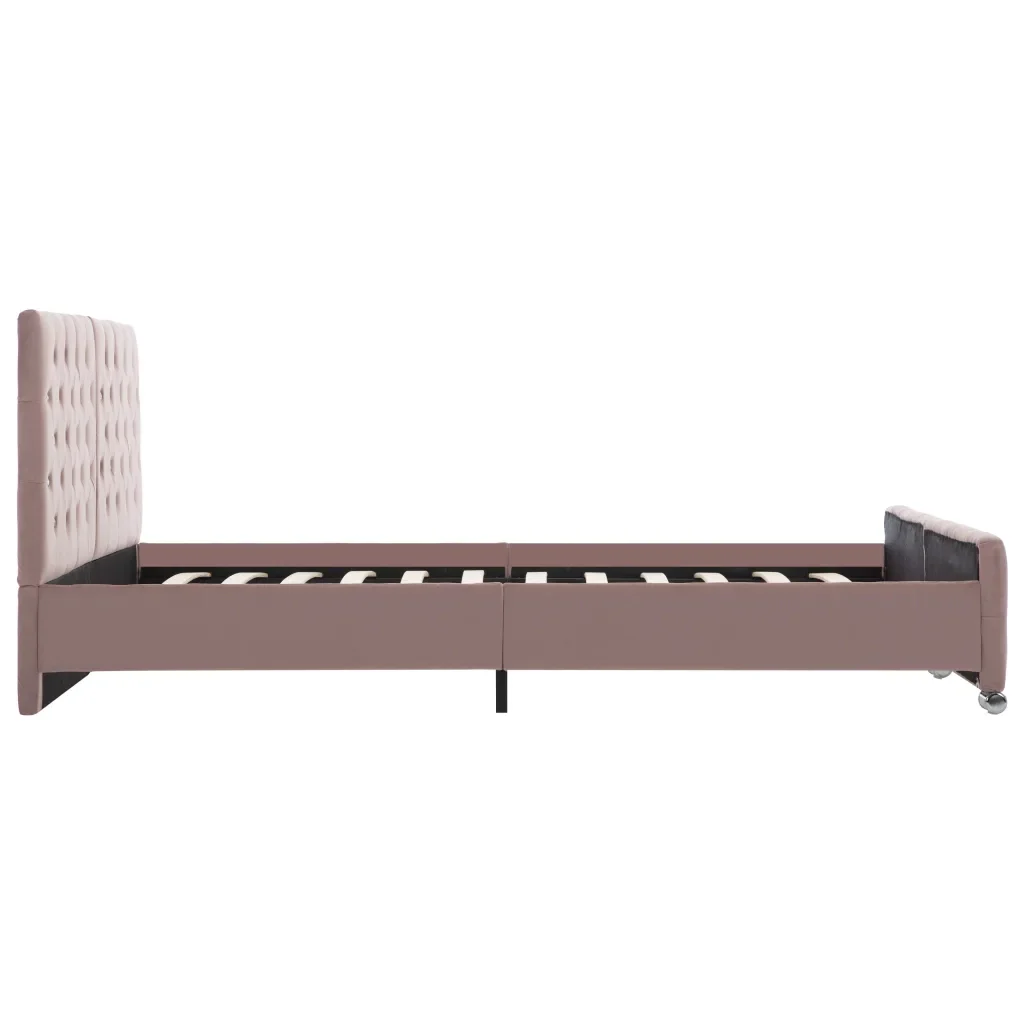 Letto matrimoniale | Letto per adulti | Giroletto Rosa in Velluto 160x200 cm - Image 5