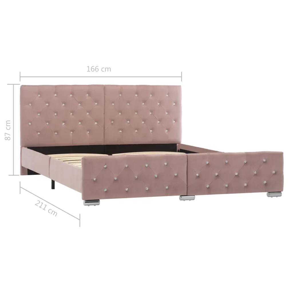 Letto matrimoniale | Letto per adulti | Giroletto Rosa in Velluto 160x200 cm - Image 8