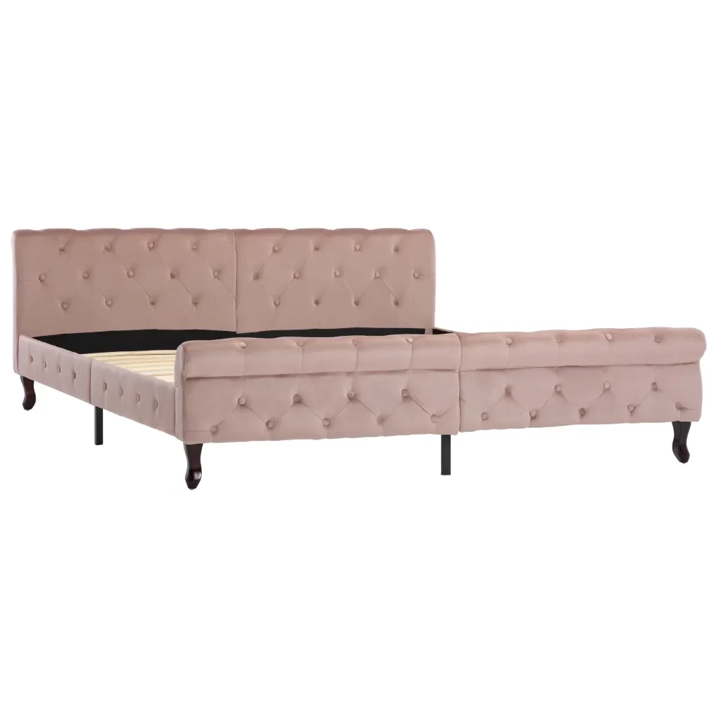 Letto matrimoniale | Letto per adulti | Giroletto Rosa in Velluto 180x200 cm - Image 2