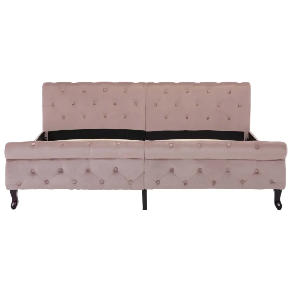 Letto matrimoniale | Letto per adulti | Giroletto Rosa in Velluto 180x200 cm - Image 4