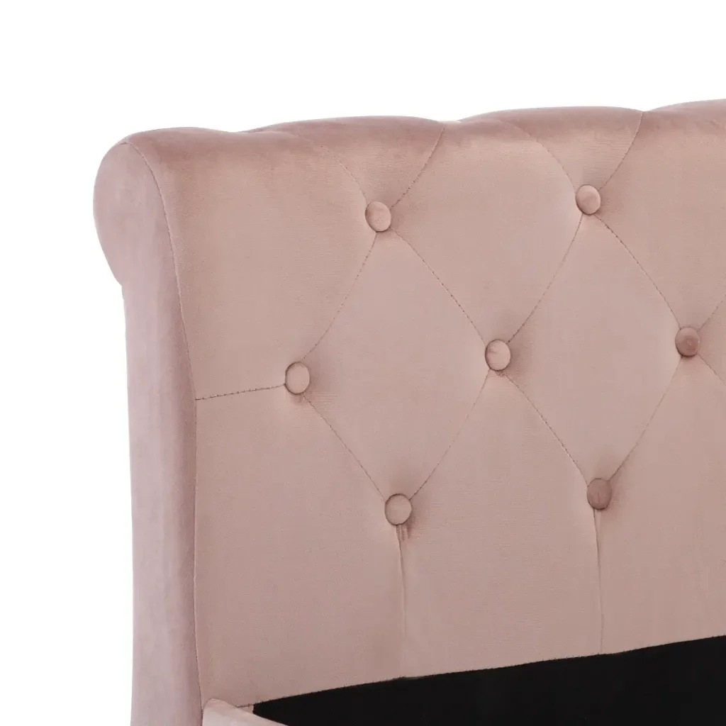 Letto matrimoniale | Letto per adulti | Giroletto Rosa in Velluto 180x200 cm - Image 5